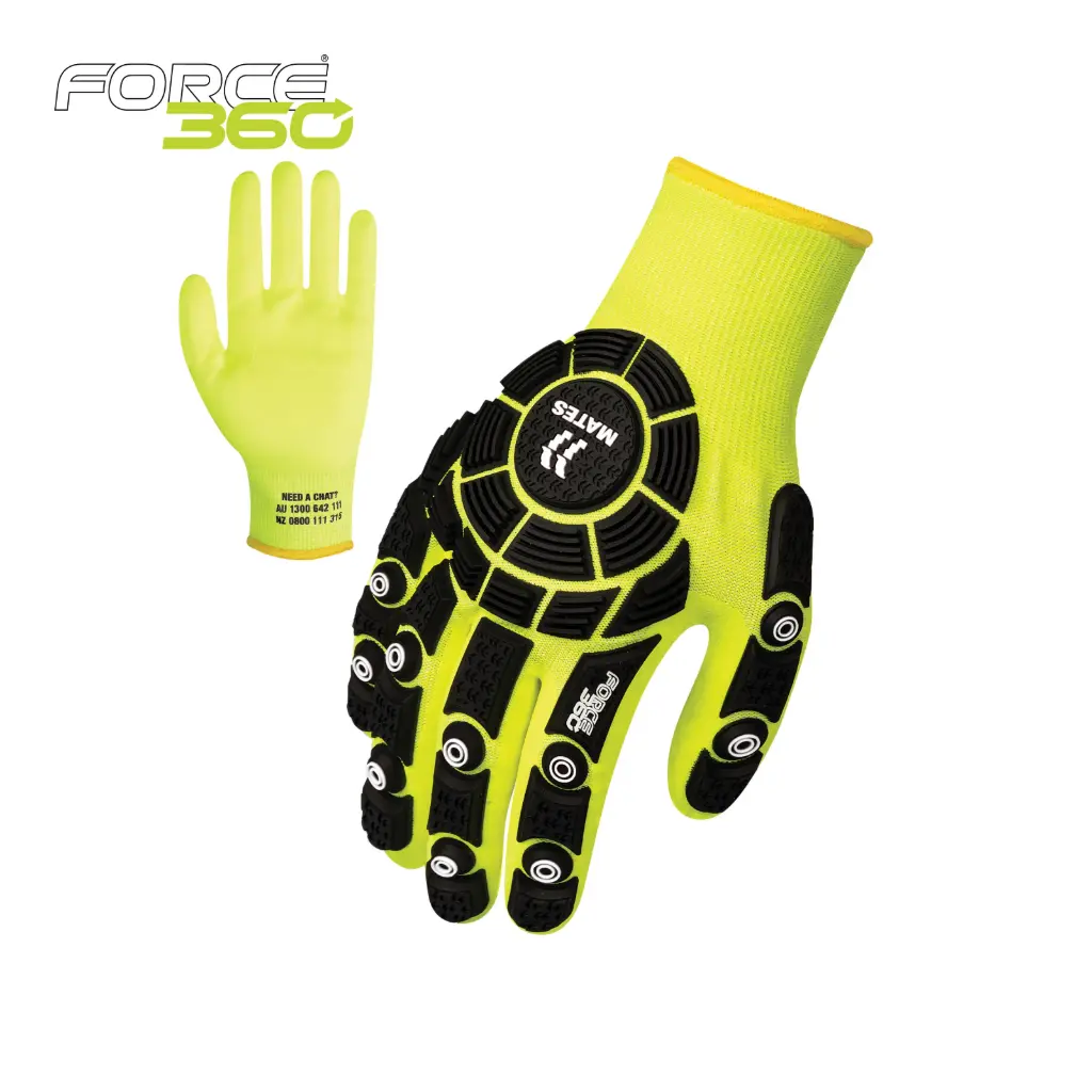 GMIC015 MATES 18 gauge Impact Cut D Glove with Hivis Yellow Liner Micro fine foam palm dip  