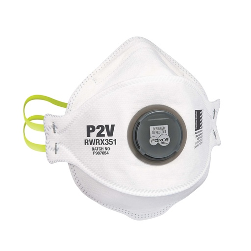 RWRX351 Force360 P2V Flat Fold Valved Disposable Respirator 10 box 