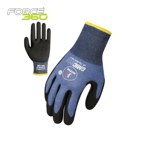GMIC010 MATES 18 gauge Cut D Glove with Dark Blue Liner Micro fine foam palm dip